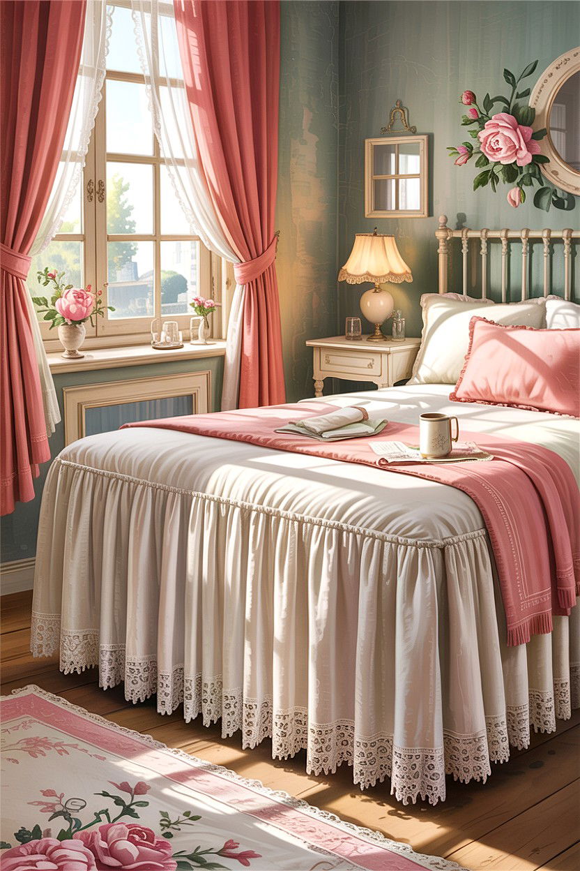 Lace Edge Bed Skirt - 30 bedroom bed skirts