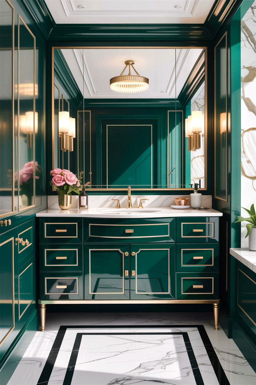 Lacquered bathroom vanity - 30 Hollywood regency bathroom ideas