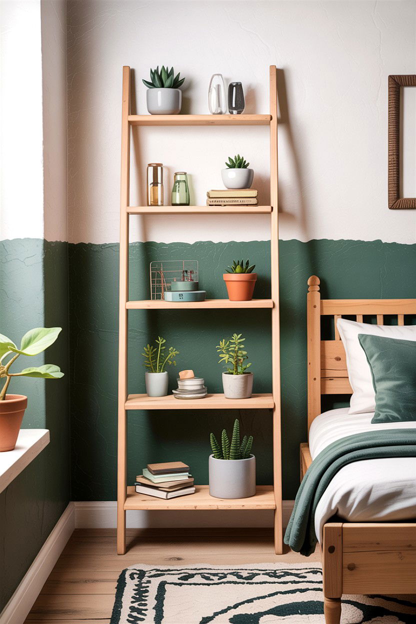 Ladder Shelf Unit - 30 bedroom collection display ideas