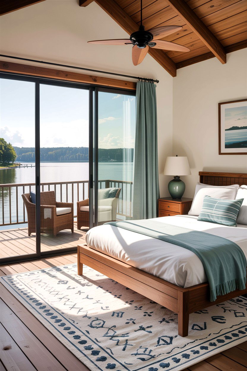Lake house bedroom with balcony - 30 lake house bedroom ideas