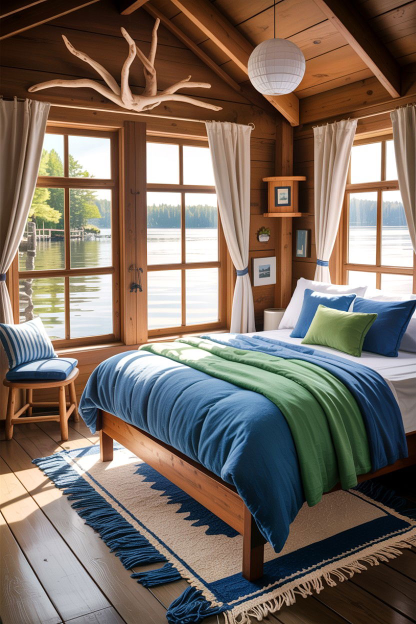 Lakeside Cabin Interior - 30 camping bedroom ideas