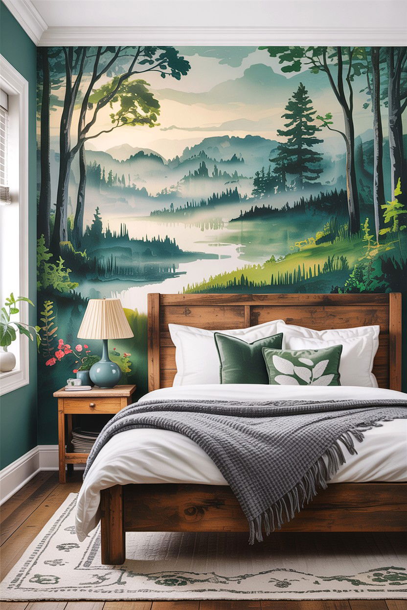 Landscape mural wallpaper - 30 bedroom accent wall wallpapers