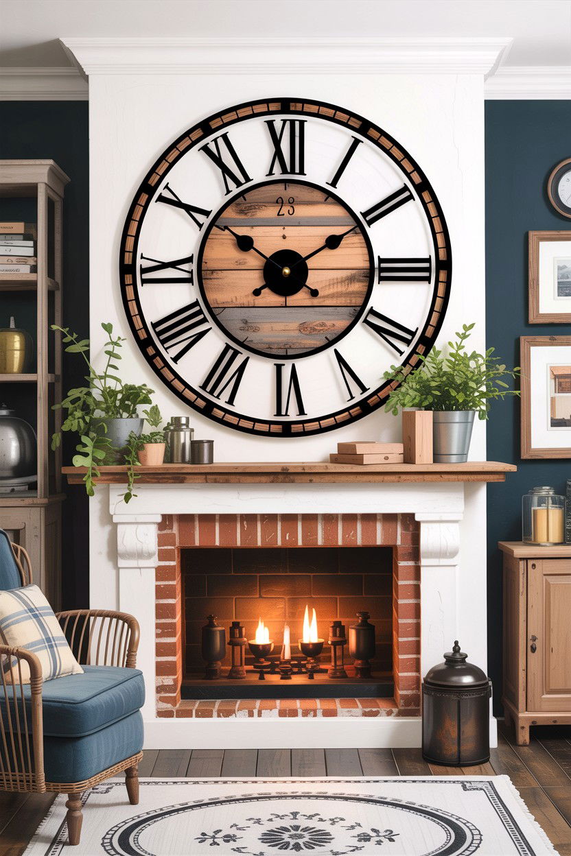 Large Farmhouse Wall Clock - 30 living room farmhouse furniture ideas