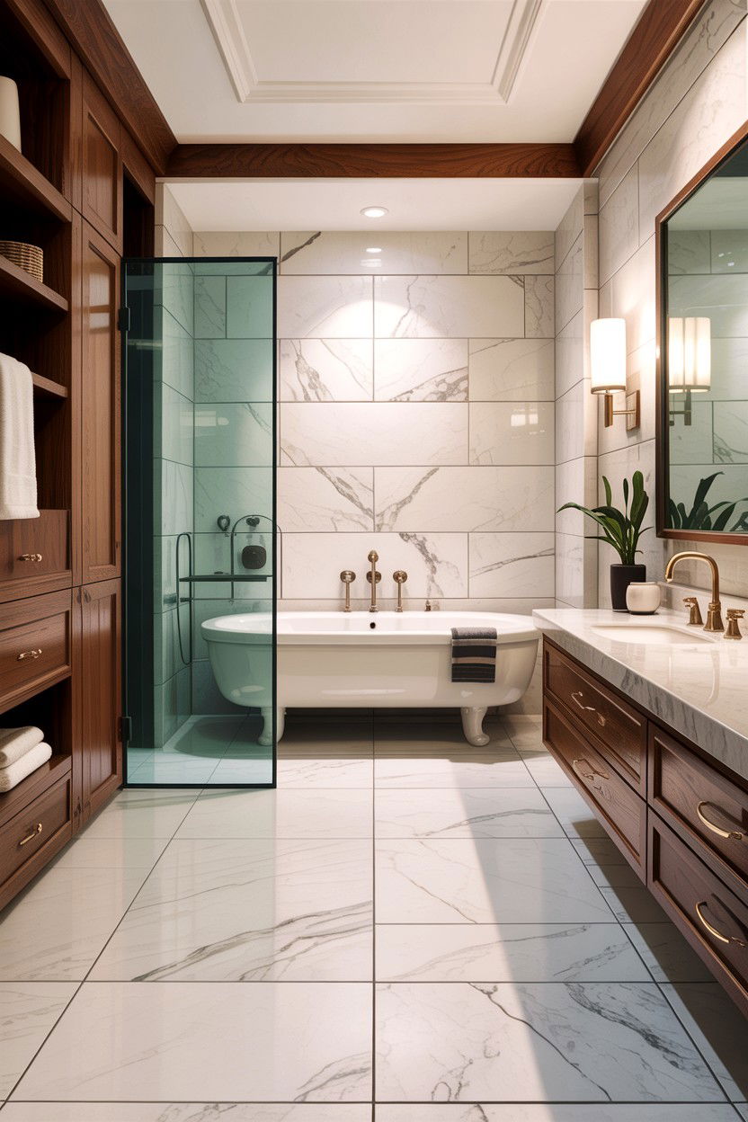 Large Format Floor Tile - 30 heated bathroom floor ideas