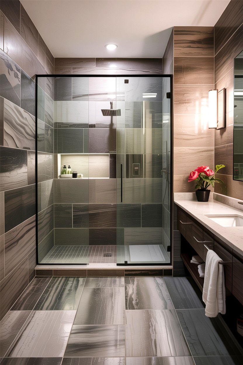 Large Format Porcelain Tile - 30 high-end bathroom ideas