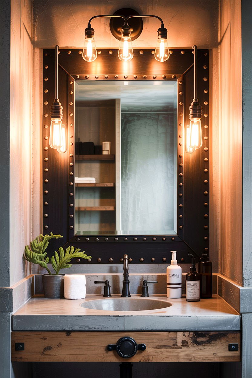 Large Metal Frame Mirror - 30 industrial bathroom ideas