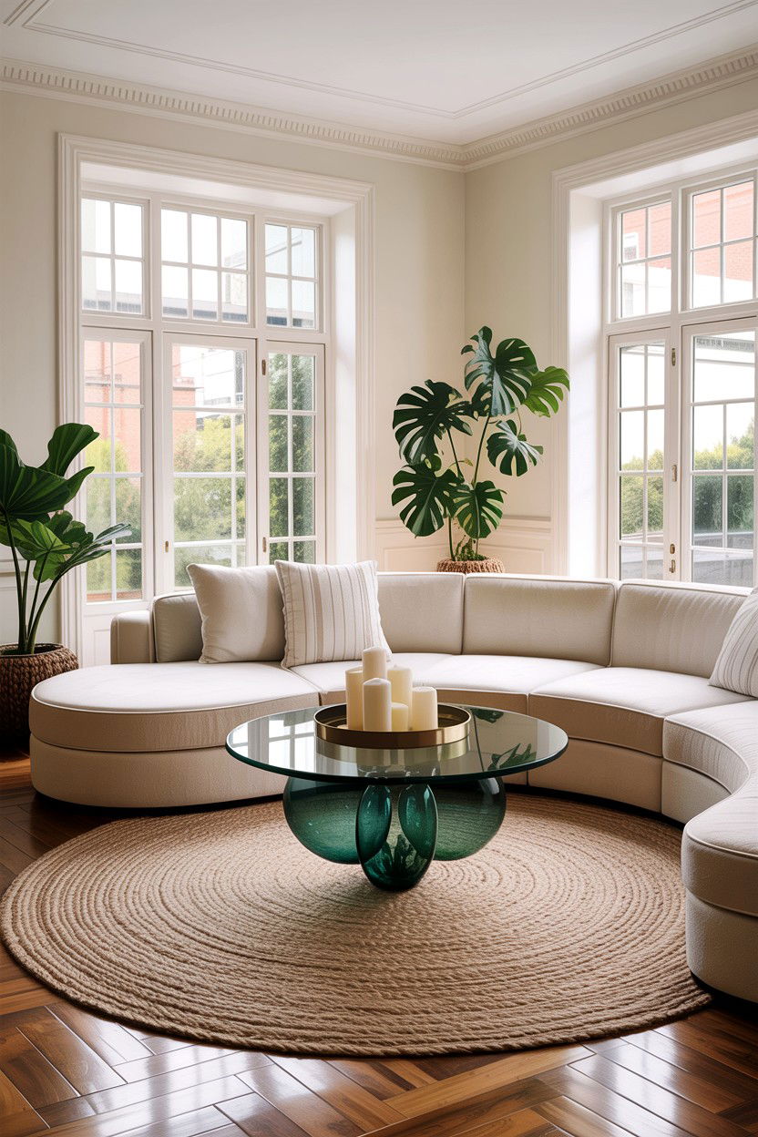 Large Round Glass Coffee Table - 30 living room glass furniture ideas