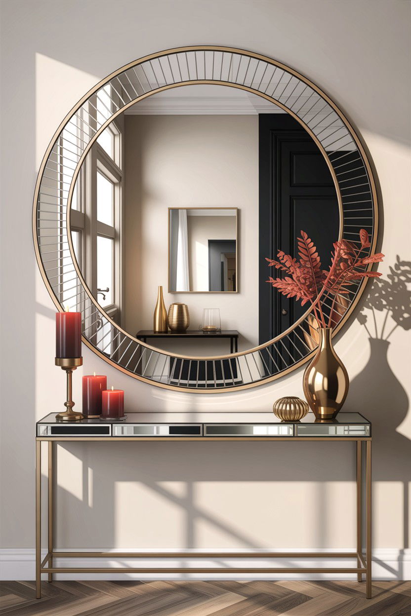 Large Round Mirror - 30 Hollywood living room ideas