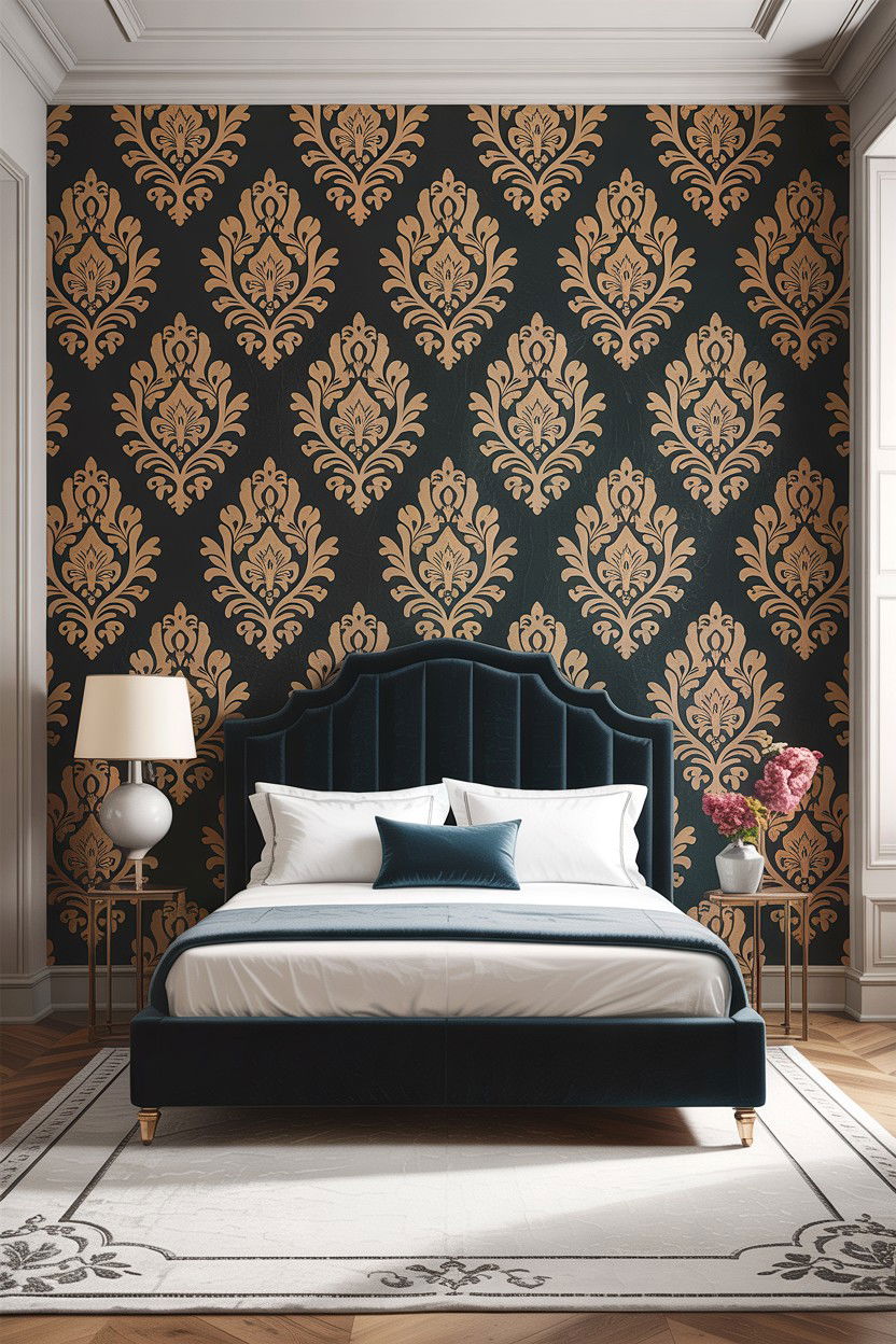 Large Scale Damask Wallpaper - 30 bedroom damask wallpapers