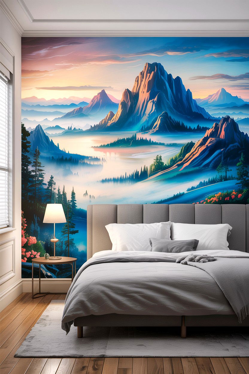 Large Scale Mural - 30 bedroom accent wall ideas