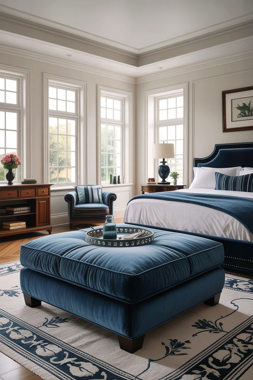 Large Square Fabric Ottoman - 30 bedroom ottomans