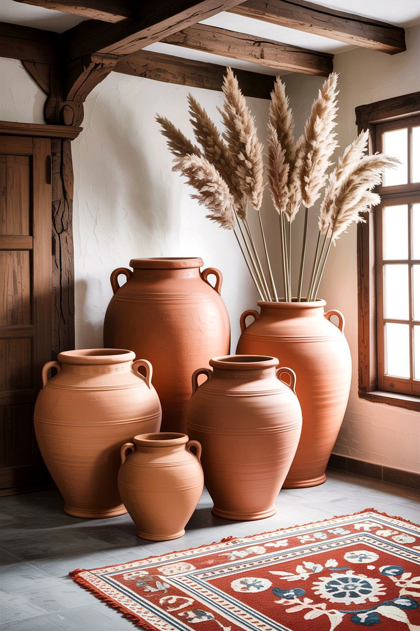 Large Terracotta Floor Pottery - 30 living room Santa Fe furniture ideas