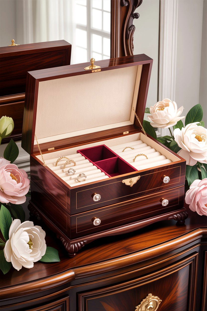 Large Wooden Jewelry Chest - 30 bedroom jewelry boxes