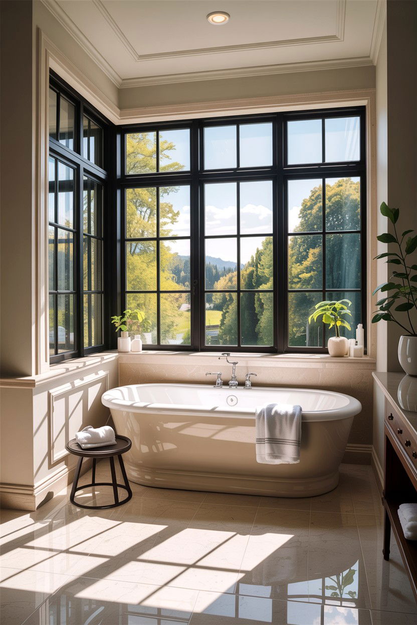 Large bathroom window - 30 home spa bathroom ideas