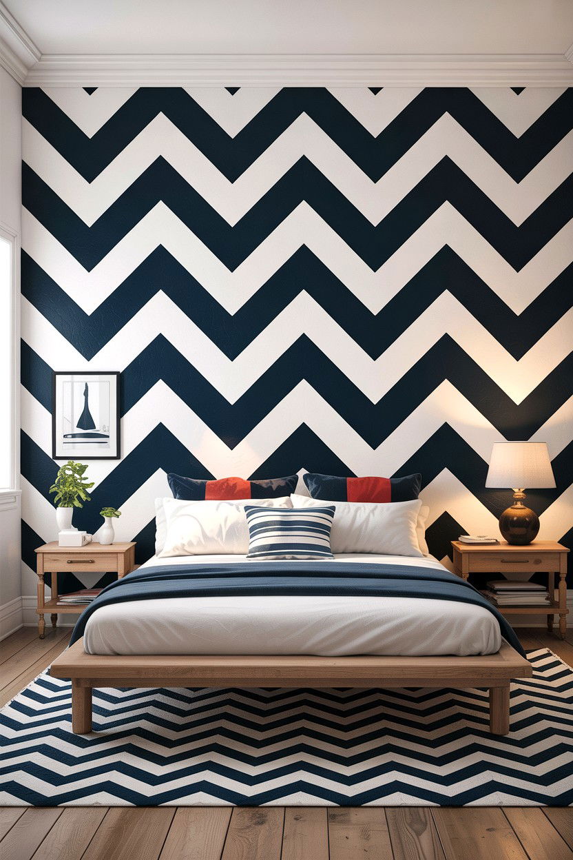 Large chevron wall pattern - 30 bedroom chevron wall ideas
