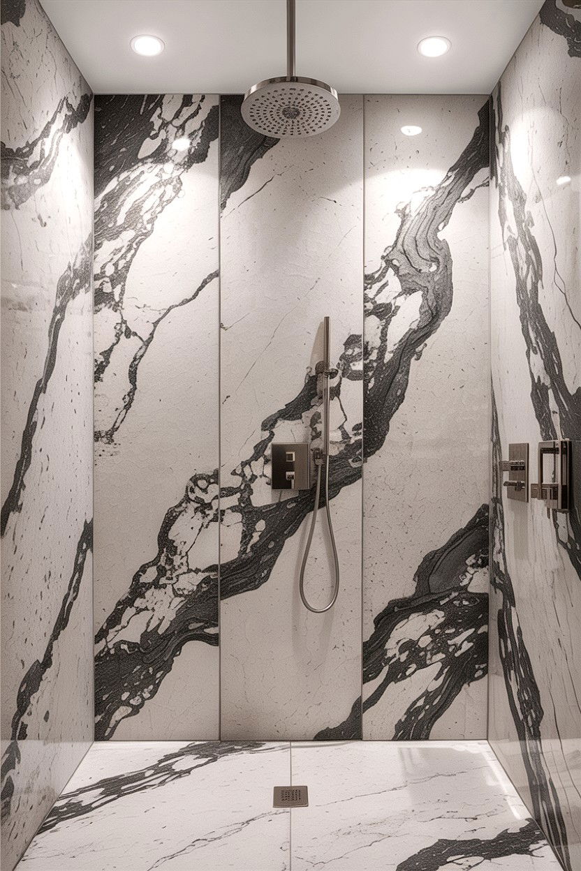 Large granite slab shower - 30 granite bathroom ideas