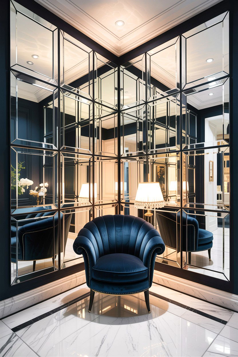 Large mirror wall - 30 living room accent wall ideas