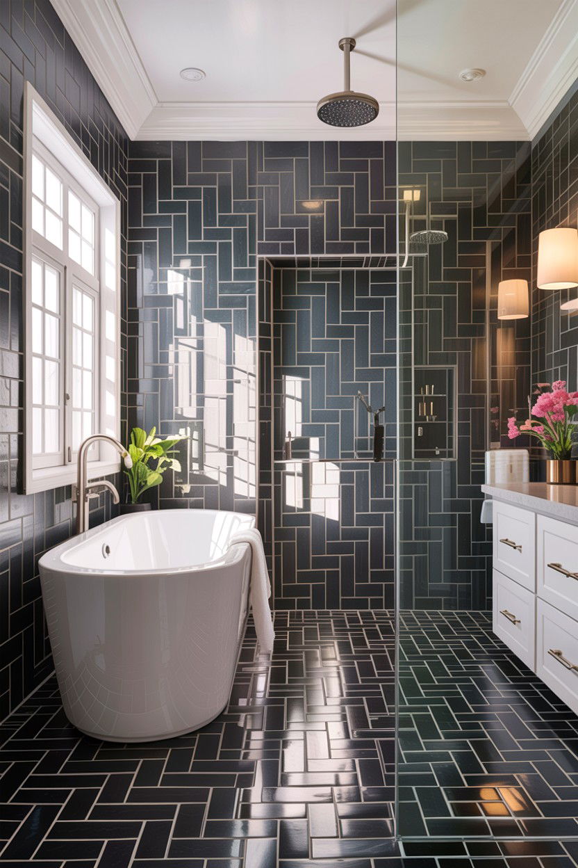 Large scale basketweave tile - 30 basketweave pattern bathroom ideas