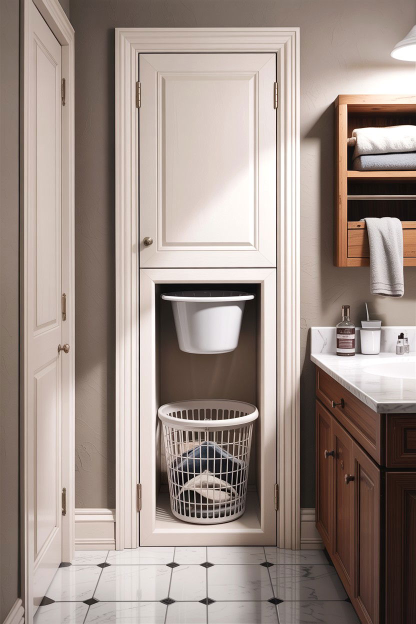 Laundry Chute - 30 bathroom built-in storage ideas