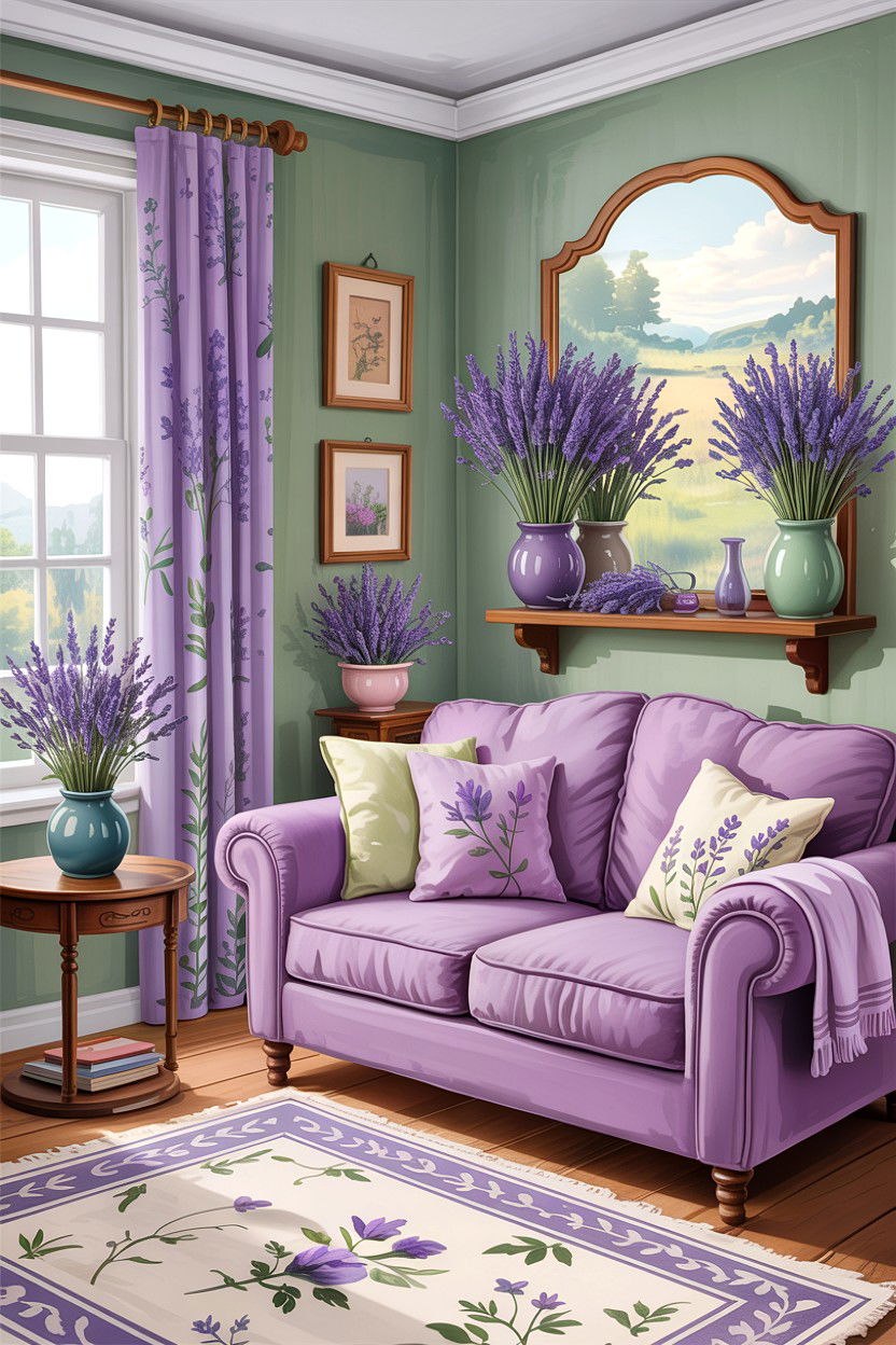 Lavender Living Room - 30 floral themed living room ideas