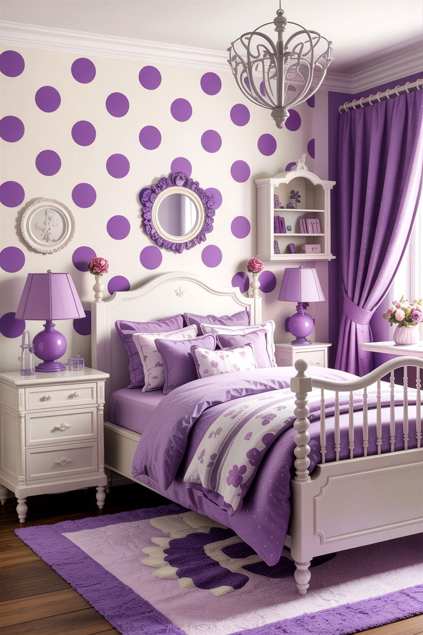 Lavender Polka Dot Girls Bedroom - 30 bedroom polka dot walls