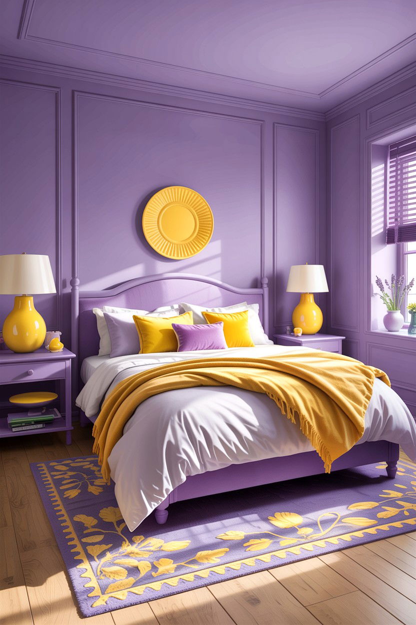 Lavender and lemon bedroom - 30 colorful bedroom ideas