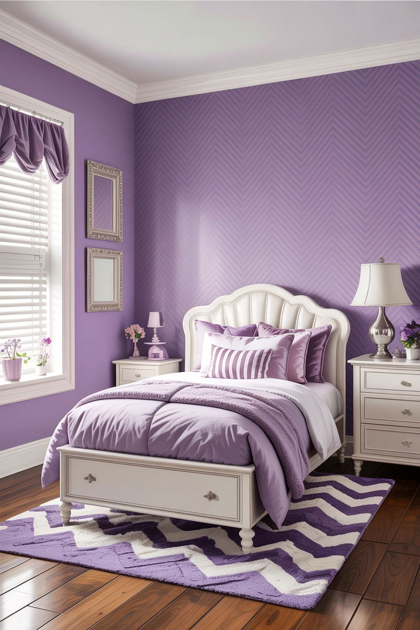 Lavender chevron bedroom wall - 30 bedroom chevron wall ideas