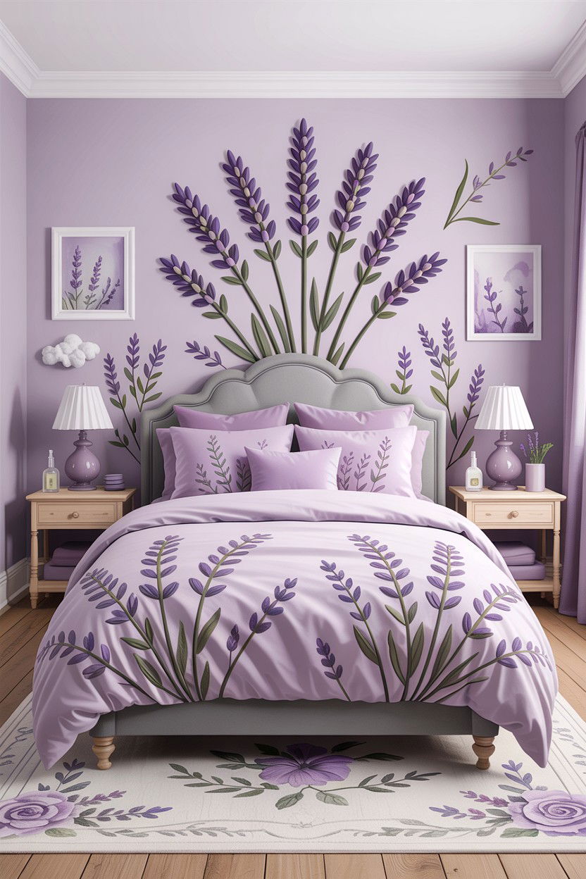 Lavender floral bedding set - 30 bedroom floral bedding ideas