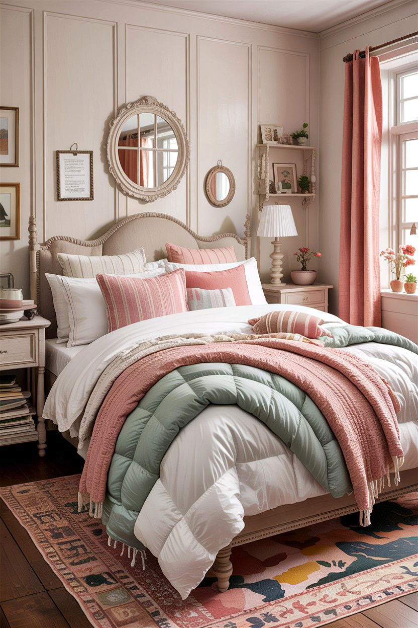 Layered Bedding - 30 cottage bedroom ideas
