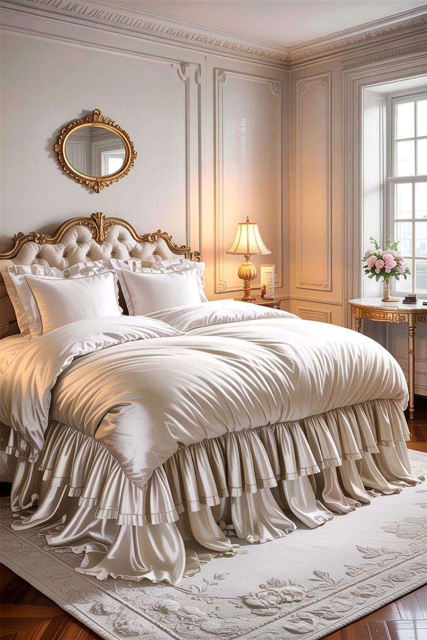 Layered Double Ruffle Bed Skirt - 30 bedroom bed skirts