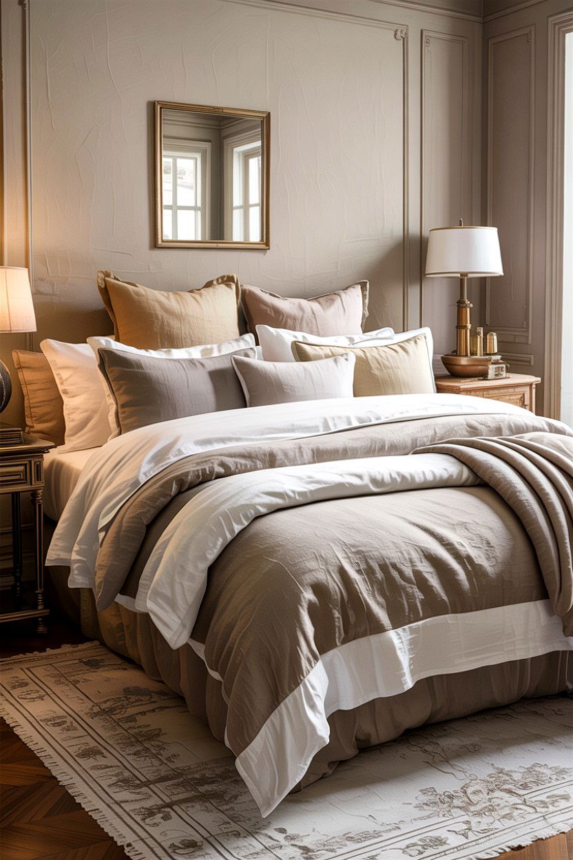 Layered Linen Bedding - 30 bedroom linen bedding ideas