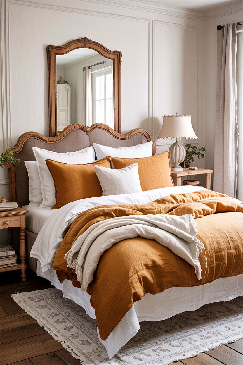 Layered Linen Sheets - 30 French country bedroom ideas