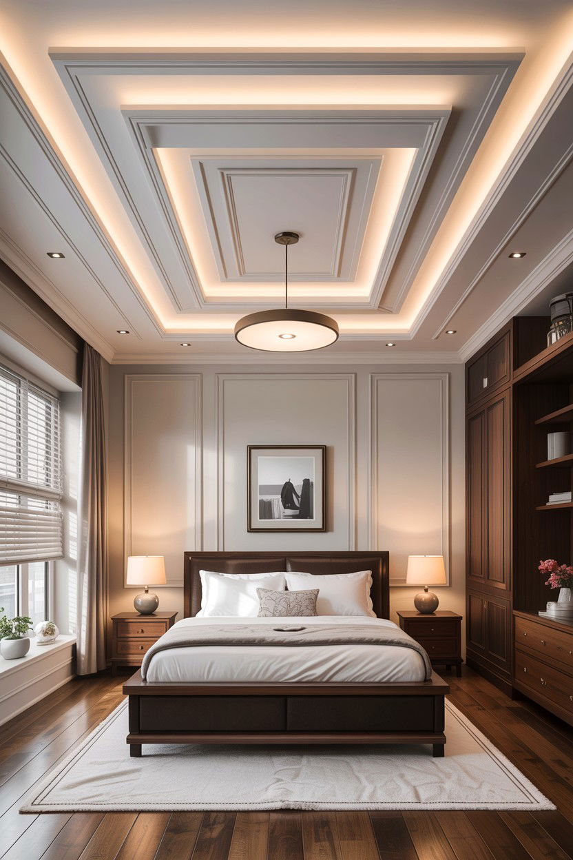 Layered POP layout - 30 bedroom false ceiling designs