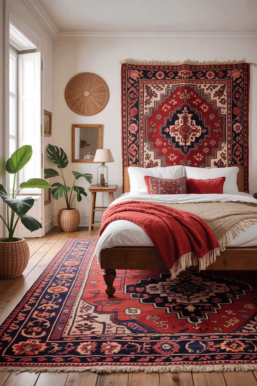 Layered Rug Bedroom - 30 eclectic bedroom ideas