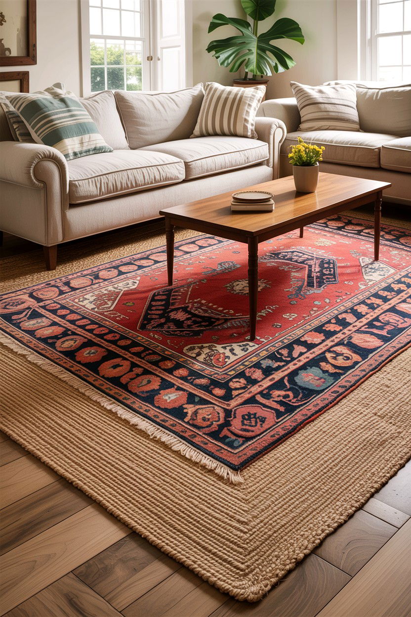 Layered Rug Living Room - 30 California casual living room ideas