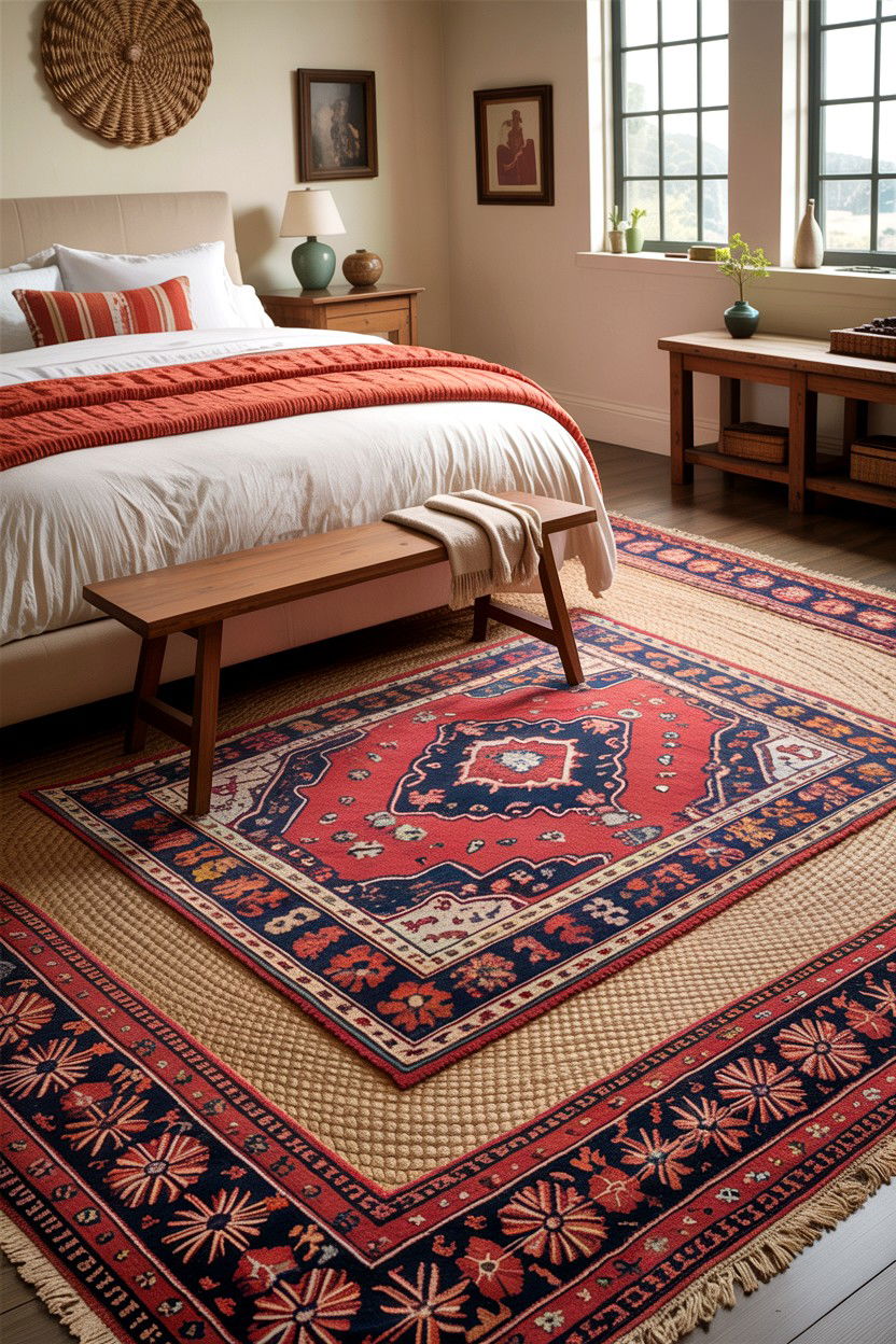 Layered Rugs - 30 California casual bedroom ideas