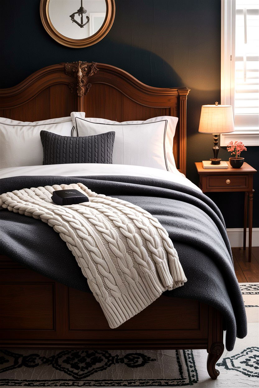 Layered Wool Blankets - 30 dark academia bedroom ideas