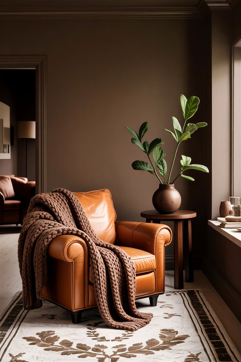 Layered brown tonal living room - 30 warm brown living room ideas