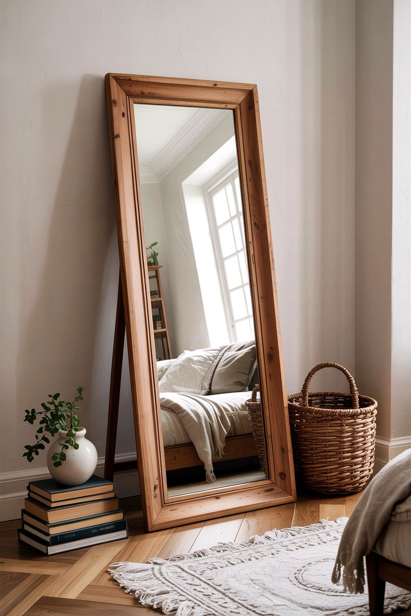 30 Elegant Bedroom Floor Mirrors to Expand Your Room