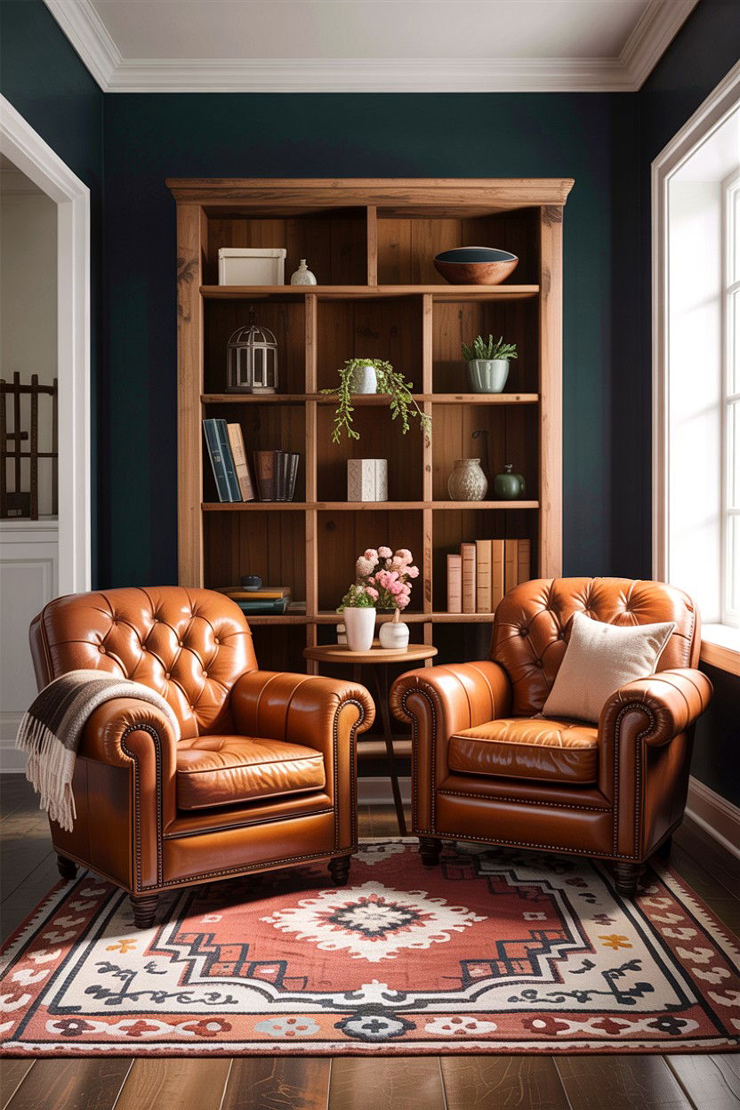 Leather Accent Chairs - 30 fixer upper living room ideas