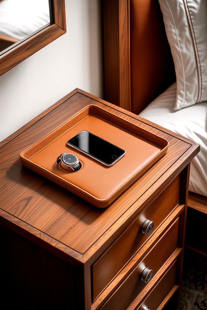 Leather Charging Tray - 30 bedroom phone chargers