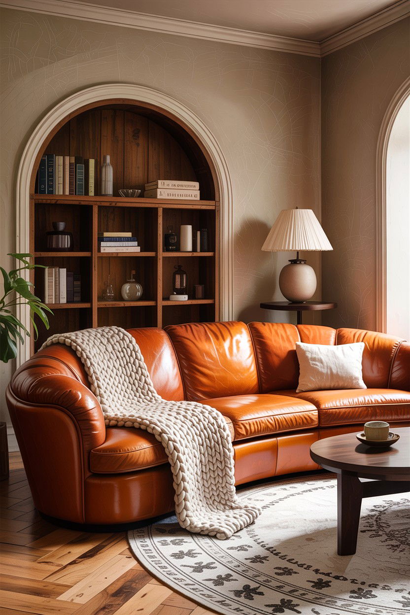 Leather Curved Sofa - 30 living room curved sofa ideas