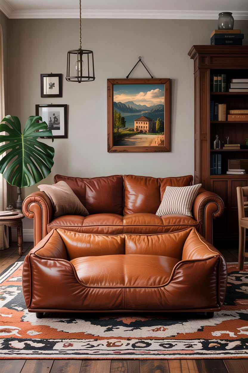 Leather Dog Bed - 30 dog bed living room ideas