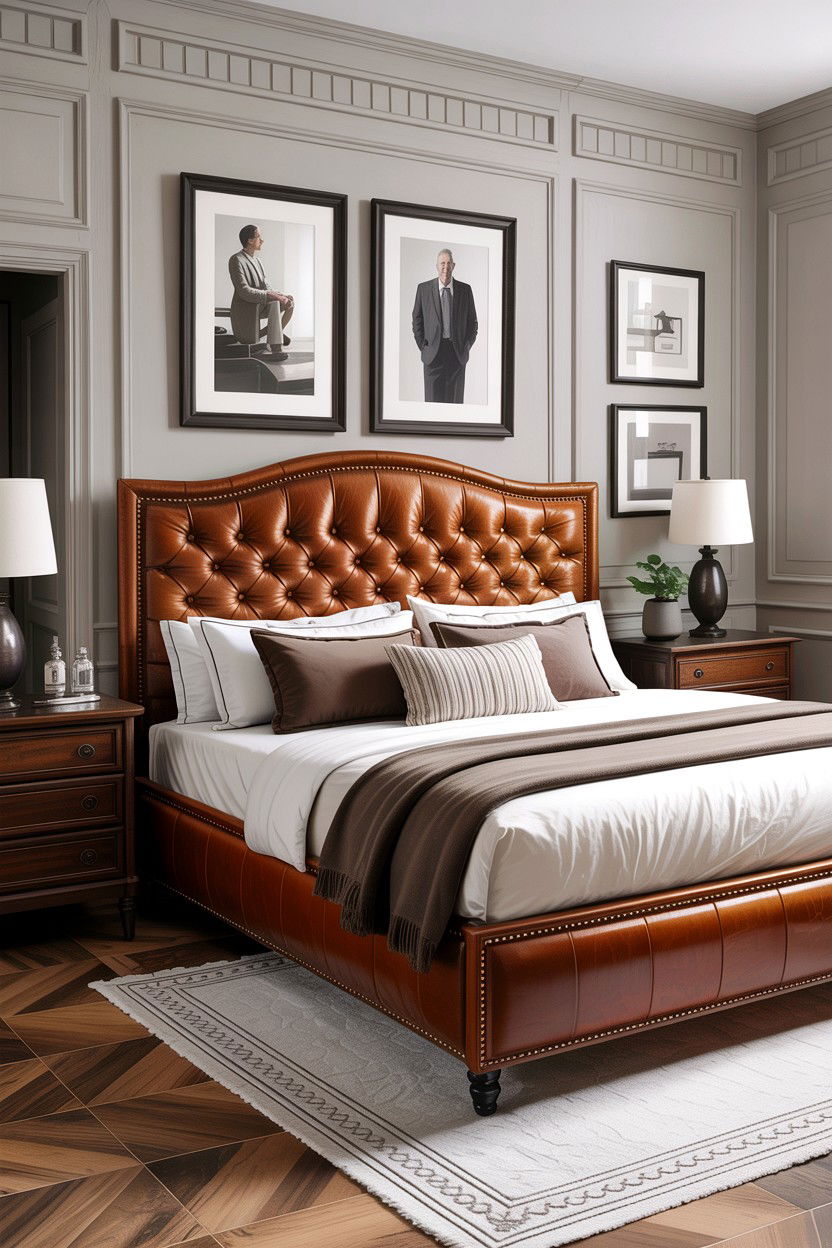 Leather Panel Bed - 30 bedroom panel beds