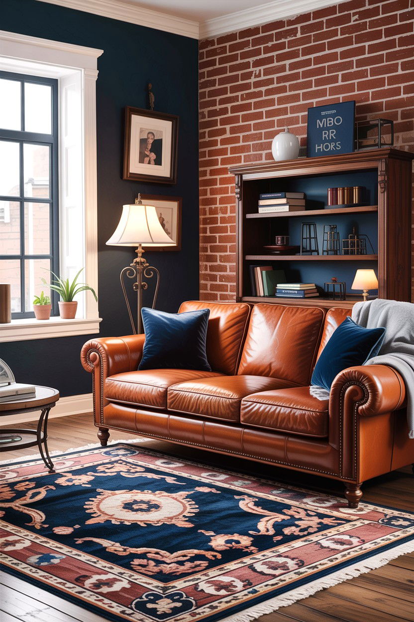 Leather Sofa Navy Living Room - 30 rustic navy living room ideas