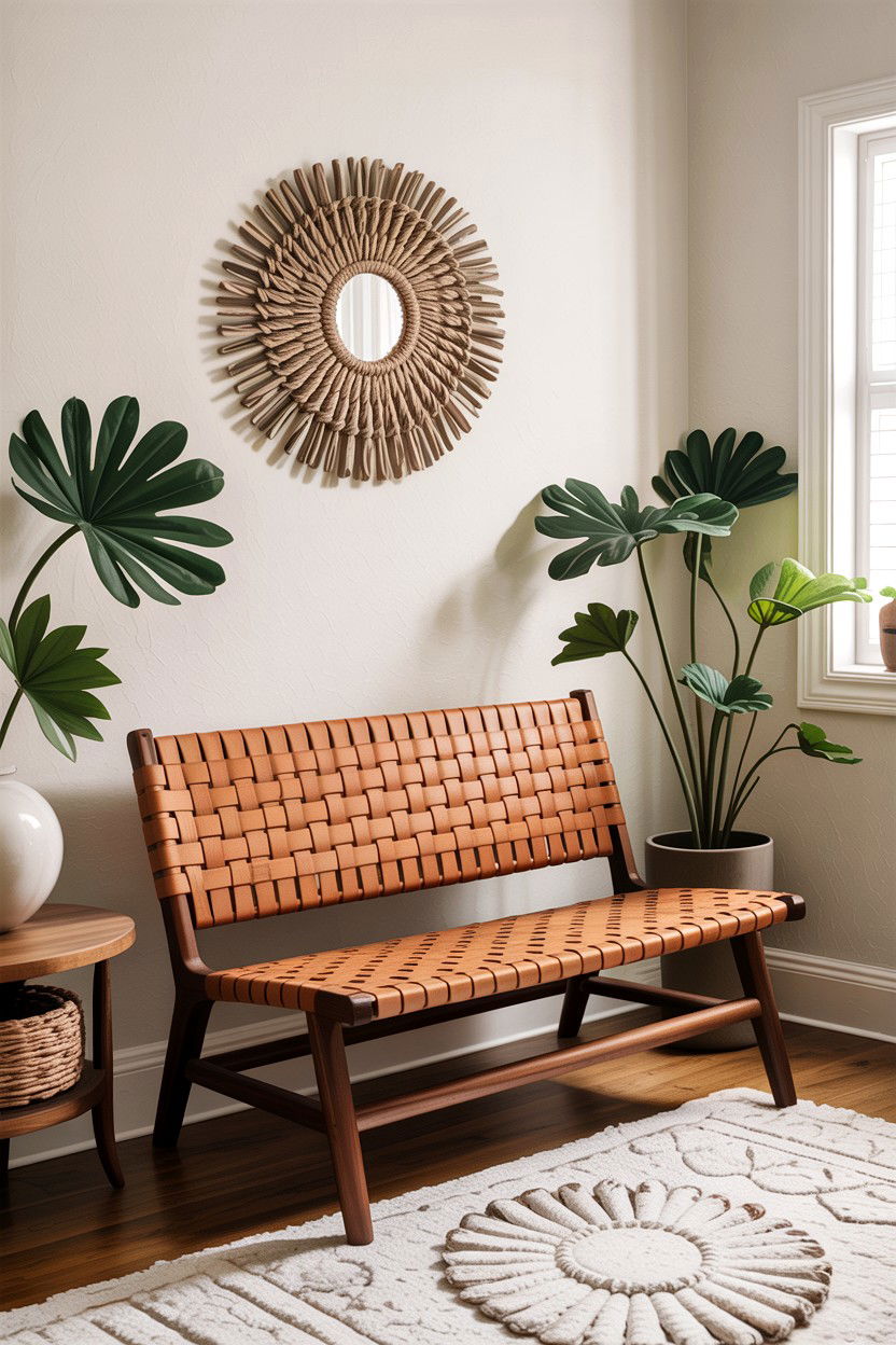 Leather Strap Bench - 30 bedroom benches