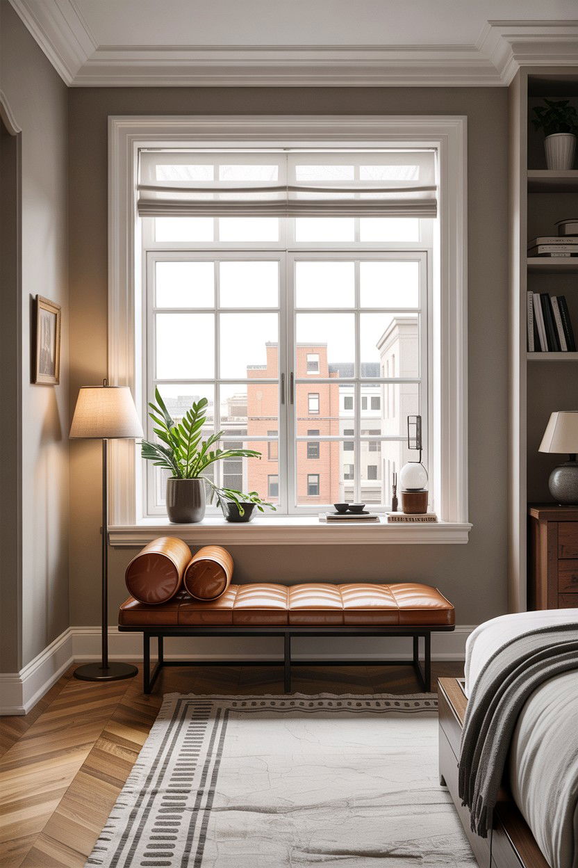 Leather Upholstered Bench - 30 leather bedroom ideas