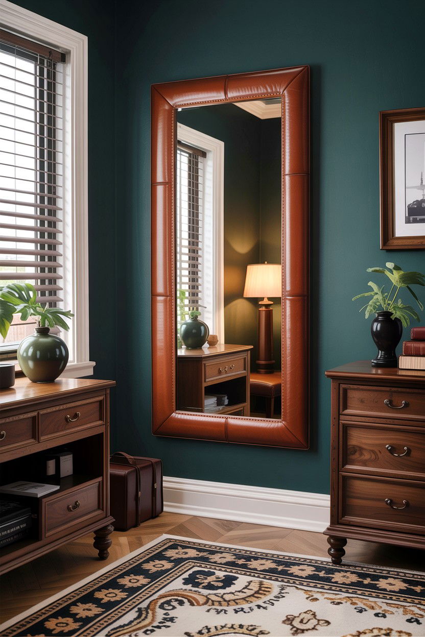 Leather Wrapped Mirror - 30 bedroom full length mirrors