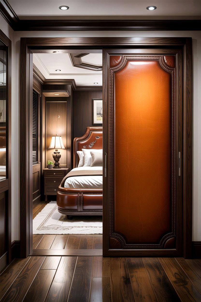 Leather Wrapped Sliding Door - 30 bedroom sliding doors