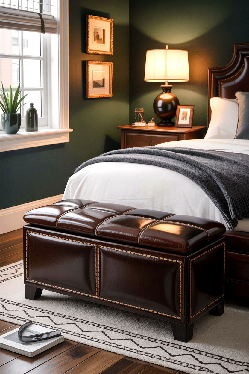 Leather storage bench - 30 bedroom storage benches